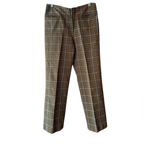 1970s Watsnu 100% Cotton Plaid High-Waisted Straight Leg Hook & Bar Waist Closur